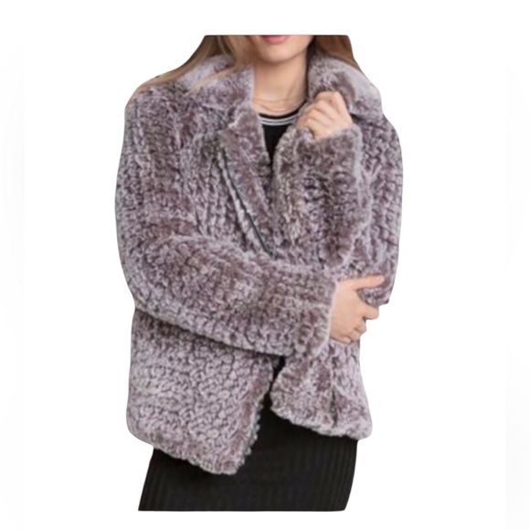 Avec Les Filles Faux Fur Grey Jacket, Large - Picture 5 of 9